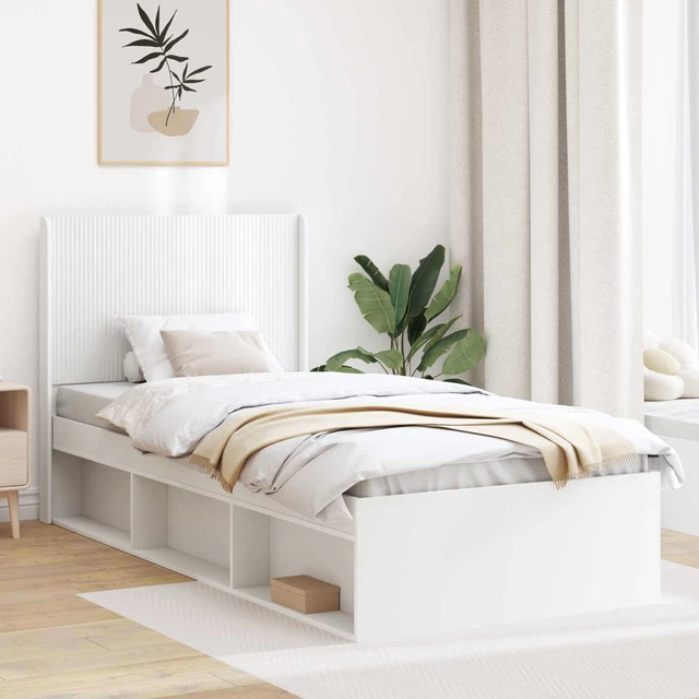 BED FRAME WITH Storage and Headboard White 100 x 200 cm £238.00 ...