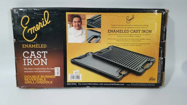 Heavy Duty Double Burner Cast Iron Griddle Grill Pan Indoor/Outdoor Camp 19.5X10