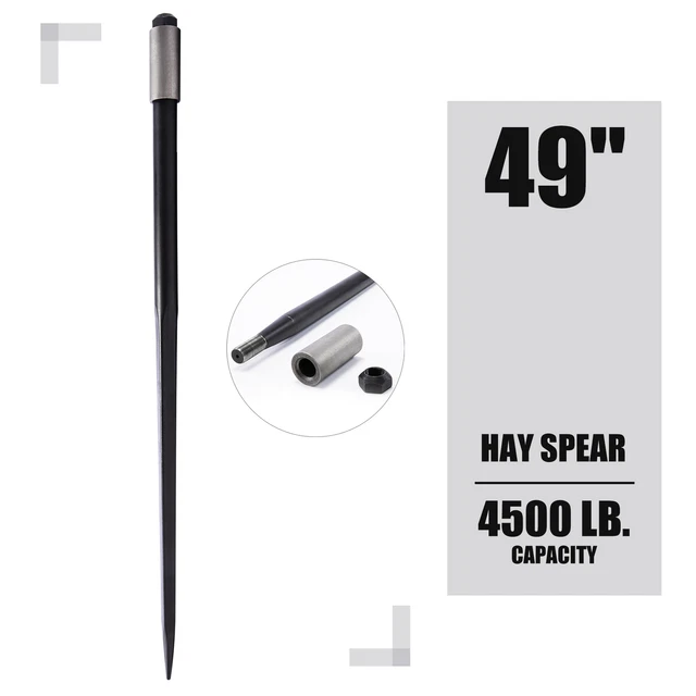 PREENEX Hay Bale Spear Pair 49in 4500lb Cap Quick Attachments with Sleeves Nuts