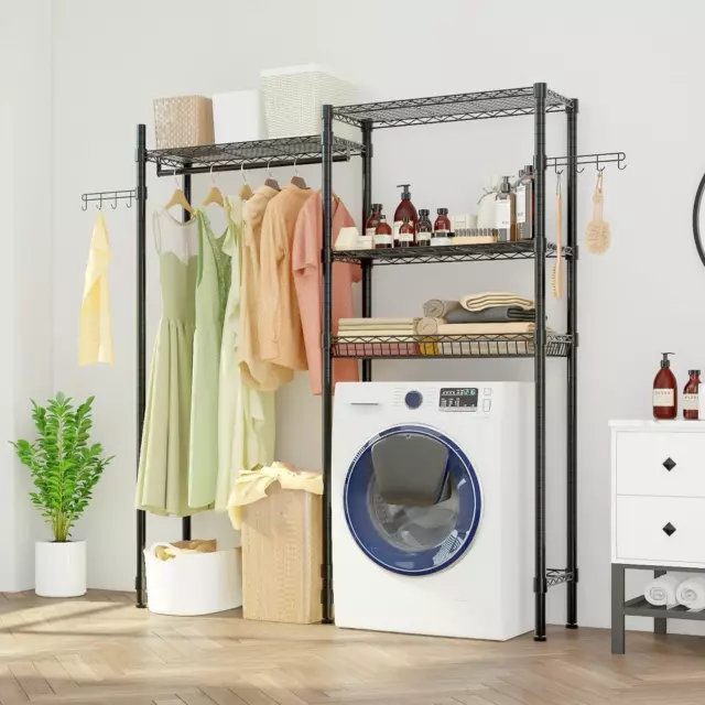 Clothes Drying Rack Over Washer and Dryer Laundry Room Storage Shelf Wire Basket Clothes Drying Rack Over Washer and Dryer Laundry Room Storage Shelf Wire Basket