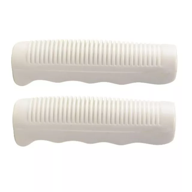 Bicycle Handlebar Grips Adult Finger Pattern Traditional Style – White 1 Pair