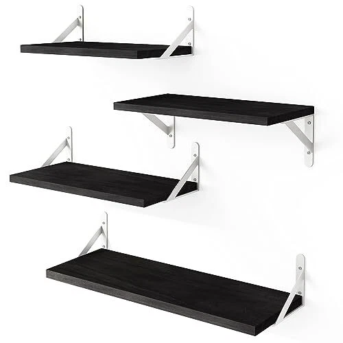 Floating Shelves, Rustic Wood Shelves, 4 Sets of Wall Mounted Shelf for