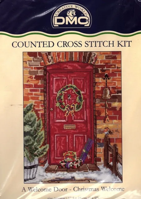 Christmas Welcome Door Counted Cross Stitch Kit DMC