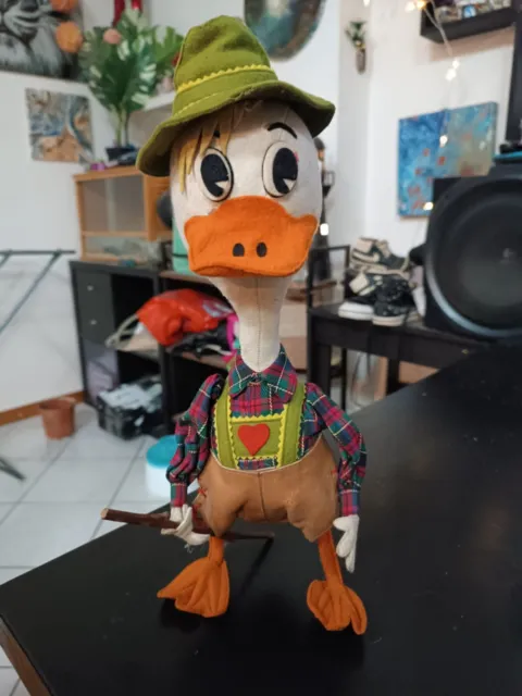 Paperino Montanaro Donald Duck Pupazzo Panno Lenci Anni 50/60 Vintage Cm. 30