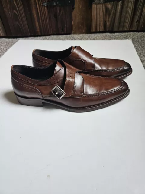 Johnston & Murphy Italy Mens Size 9.5 M Brown Leather Monk Strap Dress Shoes