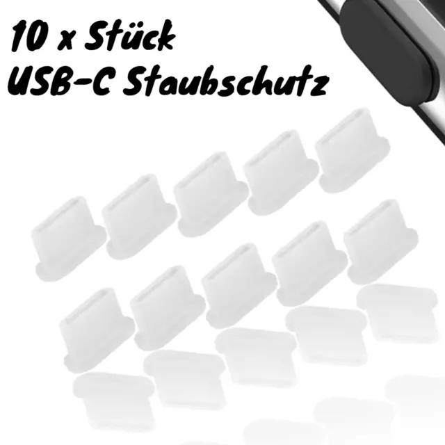 10x  USB-C Staubschutz Kappen DPG Stecker  Silikon -  Weiß