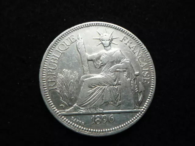 Piastre de commerce Indochine Française 1896 A, argent TTB.