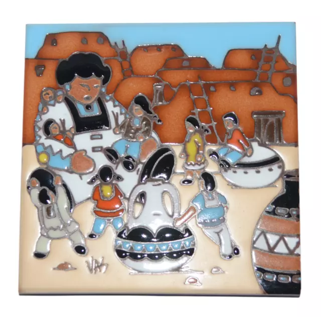 Earthtones Tile Unfolding of The Storyteller Pueblo Southwest Clay Vintage 1995