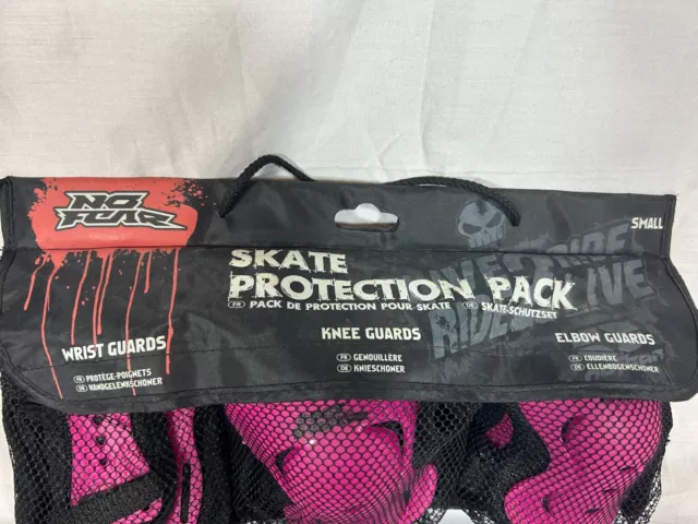 Skate Protection Gear Set Wrist Knee Elbow Medium Pink Black Girls Pad Guard 3