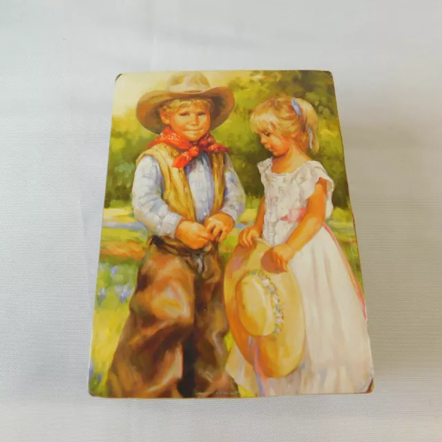 Vintage Cuendet Swiss Music Wood Box "A Time For Us" Boy & Girl Hand Made