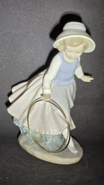 Nao Lladro Girl With The Hoop Figurine 0297