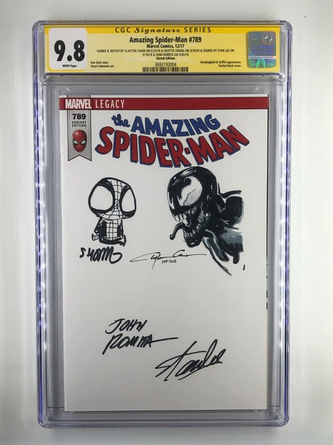 Amazing Spider-Man #789 9.8 Cgc Ss Signed + Sketch By Crain Signed Lee + More