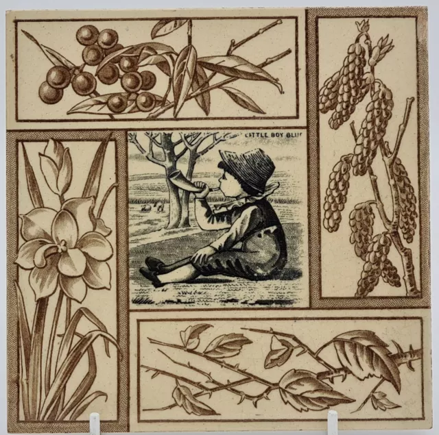 Victorian Aesthetic Movement Nursery Rhyme and Four Seasons Tile AE7