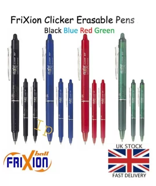Pilot FriXion Ball Clicker Point Erasable Rollerball Pen Refills Various  Colours