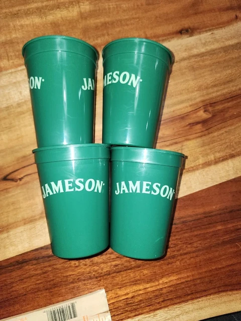 (4) Jameson Irish whiskey Green Stadium cups (12oz) plastic Cups patio picnic