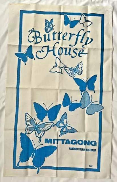 Vintage Linen Mittagong The Butterfly House Souvenir Tea Towel Australia AS-IS🍒