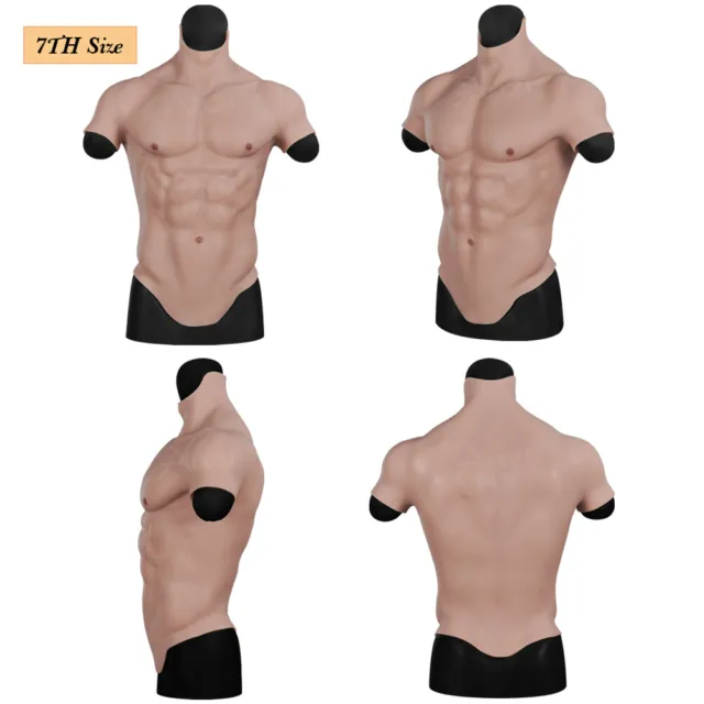 SILICONE MUSCLE CHEST Realistic BodySuit Male Fake Breast Plate