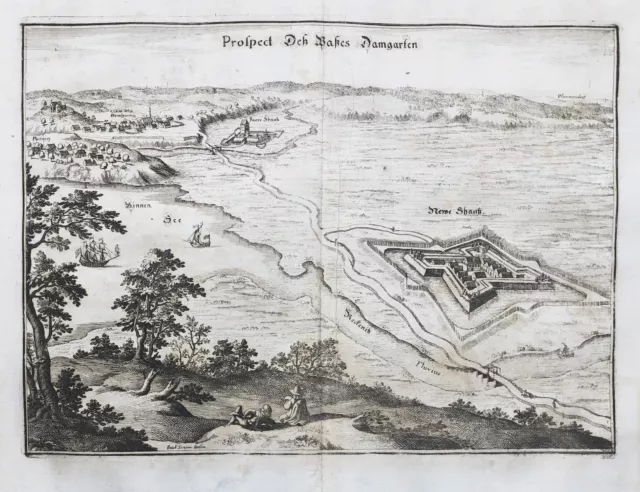 Ribnitz-Damgarten Mecklenburg-Vorpommern engraving Merian Kupferstich 1650