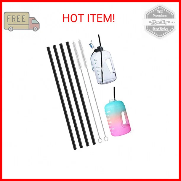 Reusable 15-inch Extra Long Silicone Straws - 4 Pack, Flexible & Black