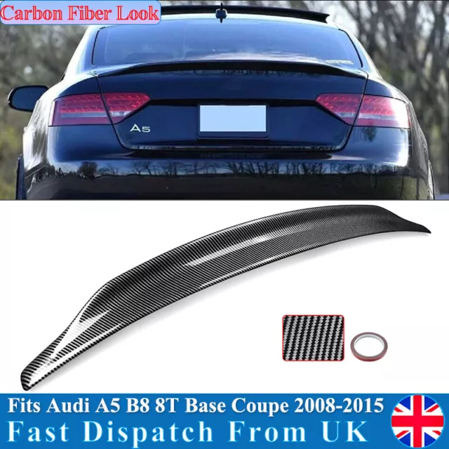 For 2007-2016 Audi A5 B8 8T Coupe Rear Boot Trunk Spoiler Wing Carbon Fiber Abs