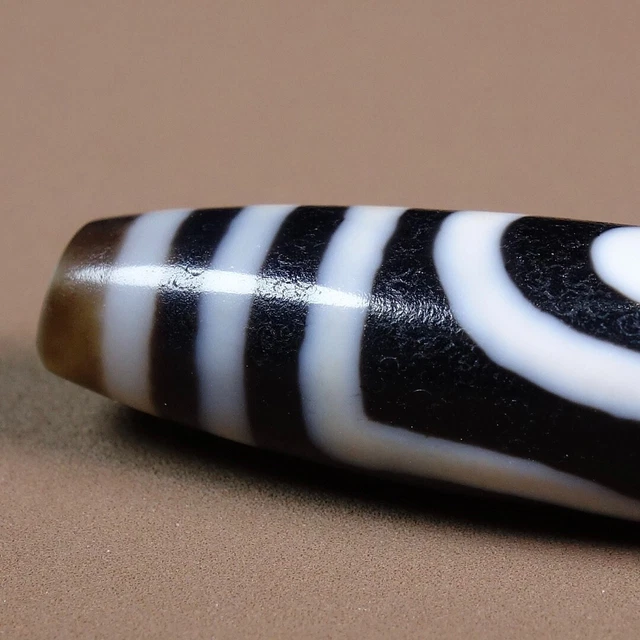 Ancient Tibetan DZI Beads Old Agate Milky White 2 Eye Totem Amulet Pendant #593