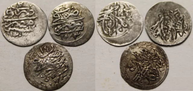 Lot 3 Genuine Islamic silver para coins/Selim III 1789AD Ottoman Emp/Cairo/Egypt