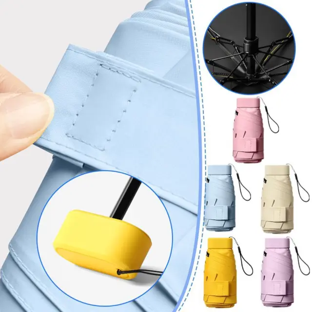 Mini Pocket Umbrella with Box Anti-UV Sun Rain 6 Folding Ultra Light Umbrellas{