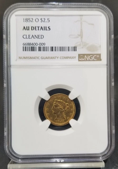 1852-O Gold Liberty $2.50 NGC AU DETAILS CLEANED