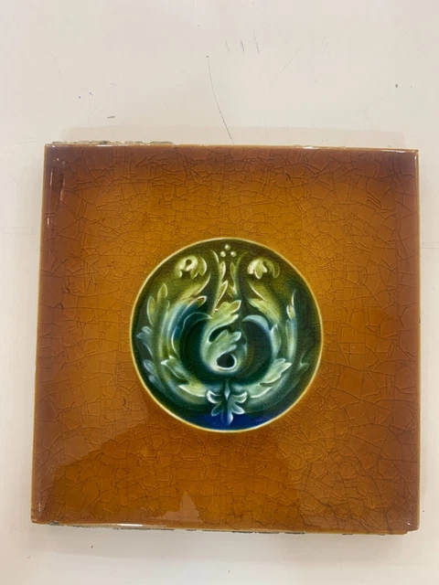 Tile England Art Deco Vintage Majolica Antique Rare 1900s
