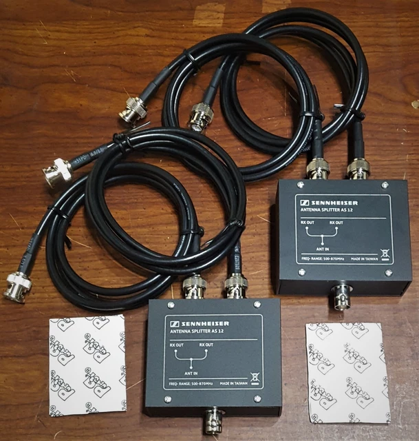 Pair Sennheiser AS12 BNC Antenna Splitter 1 in/2 out fits Evolution Wireless XSW