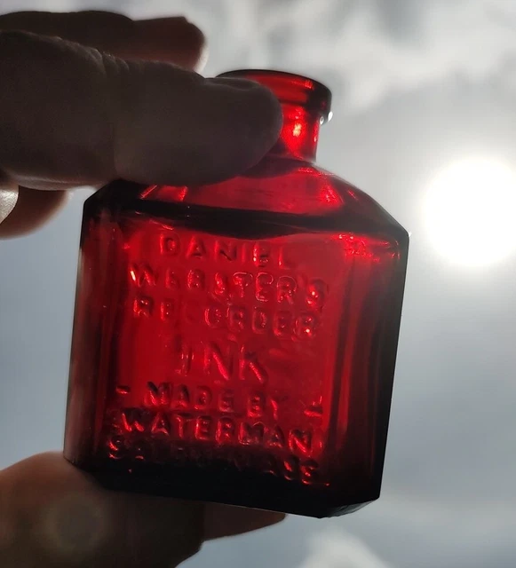 Vintage Wheaton NJ Red Glass Daniel Websters Waterman Fountain Pen Ink Bottle Vintage Wheaton NJ Red Glass Daniel Websters Waterman Fountain Pen Ink Bottle