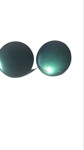 Vintage Metallic Green Button Shaped Clip-on Earrings