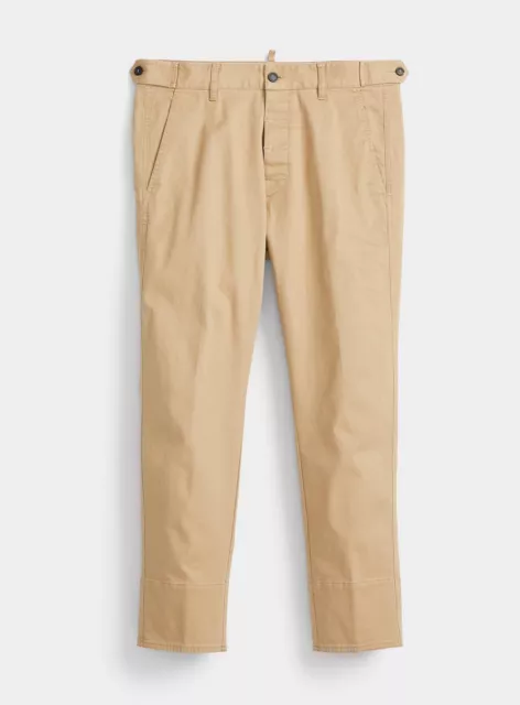 New Dsquared2 Cotton Twill Hockney Gabardine Chinos Sand Pants Men Sz IT48 /US32