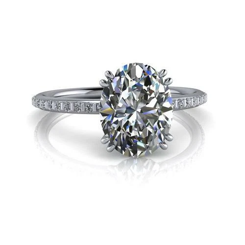 2.34 Karat Oval Schnitt Diamant Verlobung Ringe Solid 18K Weißgold Größe 4.5 6