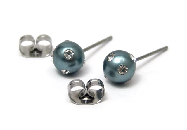 5 Paires Boucles D'oreilles Acier Chirurgical Diamday - Clous Hypoallergéniques à Plat Avec Opale Et CZ