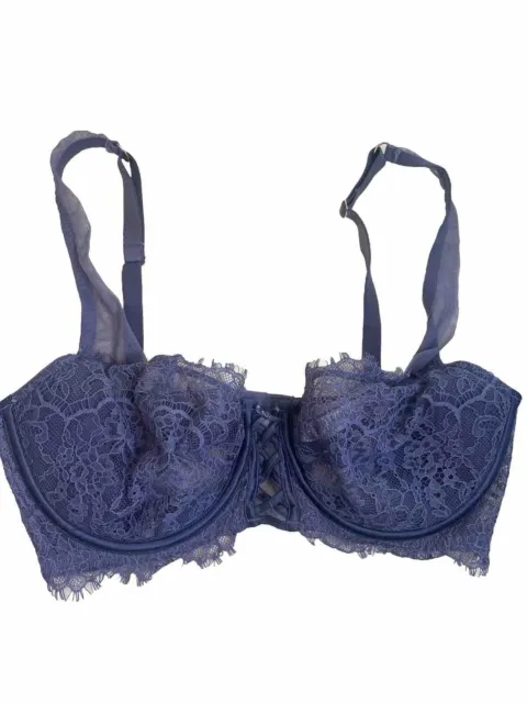 Victoria’s Secret Gorgeous Plum Lace Bra Size 34D Mesh