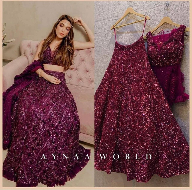 Designer Sequin Lehnga Choli Lehenga Lengha Party Wear DESIGNER Ghagra Skirt eid