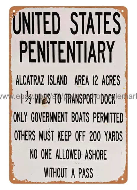 United States Alcatraz Penitentiary metal tin sign wall brewery pub plaques