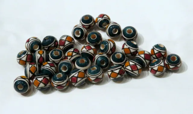 handbemalte peruanische Perlen Keramik rund Handwerkskunst Charito Arte Neu