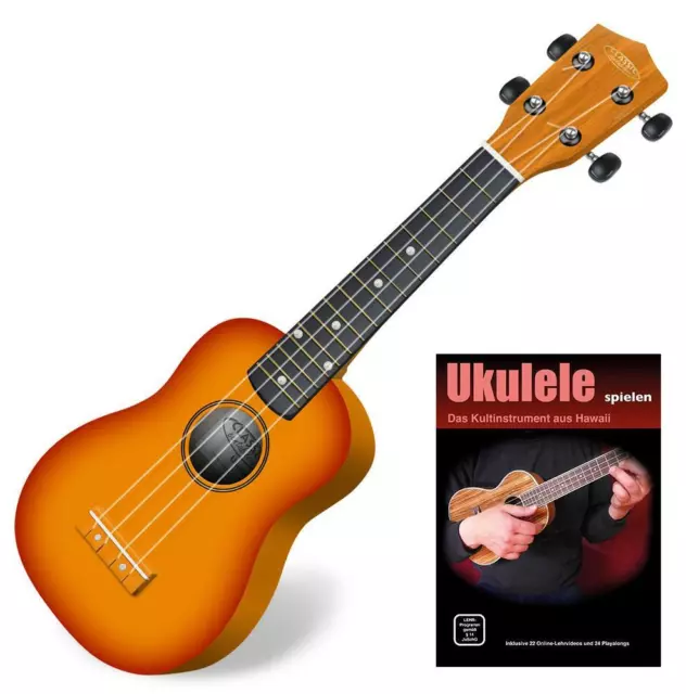 Soprano Ukulele Ukulélé de Guitare Uke en Bois Erable 4 Cordes Nylon Sunburst
