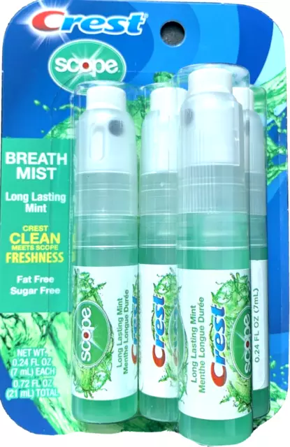Crest SCOPE Mint Breath Mist Sin Azúcar Paquete de 4-7 ml cada uno