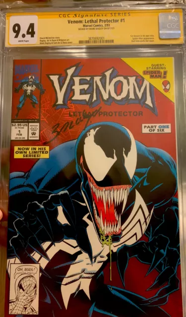 Venom Lethal Protector  #1 CGC 9.4 Signed by Mark Bagley