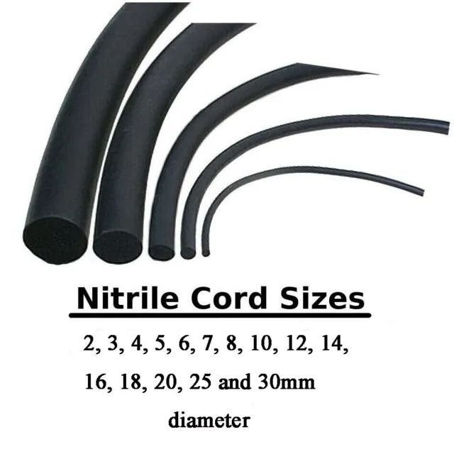 Solid Nitrile Rubber Cord - Black O Ring - Anti Oil Seal Gasket Dia 2mm to 30mm