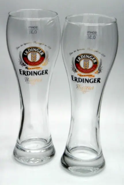 2 Erdinger Weißbier Gläser 0,3l Hefe Weizen Bier Glas Brauerei München Bayern