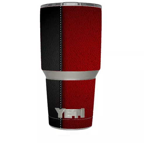 Skin Decal for Yeti 30 oz Tumbler Cup (6-piece kit) / Black and Red Leather Pat