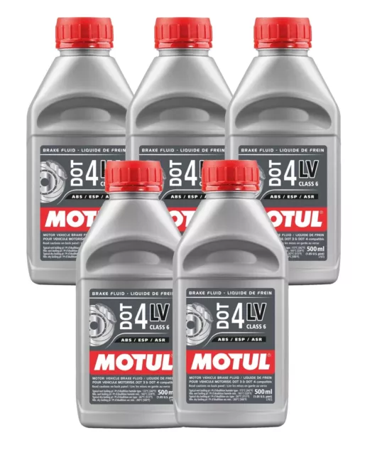 Motul 2.5 Liter Brake Fluid DOT 4 Class 6 LV Low Viscosity 5 x 500ml