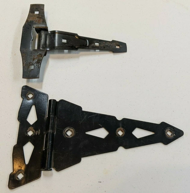 Large Vintage Ornate Metal Outdoor Barn Hinges Stanley Black Decor Primitive 5