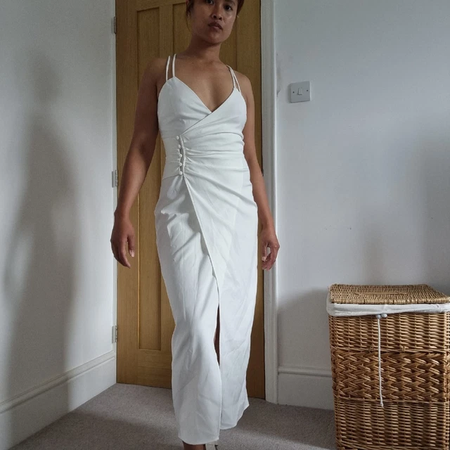 ZARA WHITE MIDI Slip Dress Button Strappy Size XS 9878 131 24.87 PicClick UK