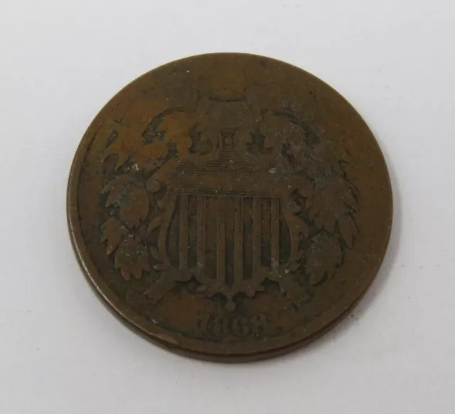 $.02 1868 Two Cent Piece Original United States Two Cent Shield Coin! 2 Cents