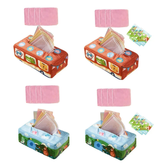 Sensory Pull Along Toddler Tissue Box Soft Scarf Box Busy Pull Tissues